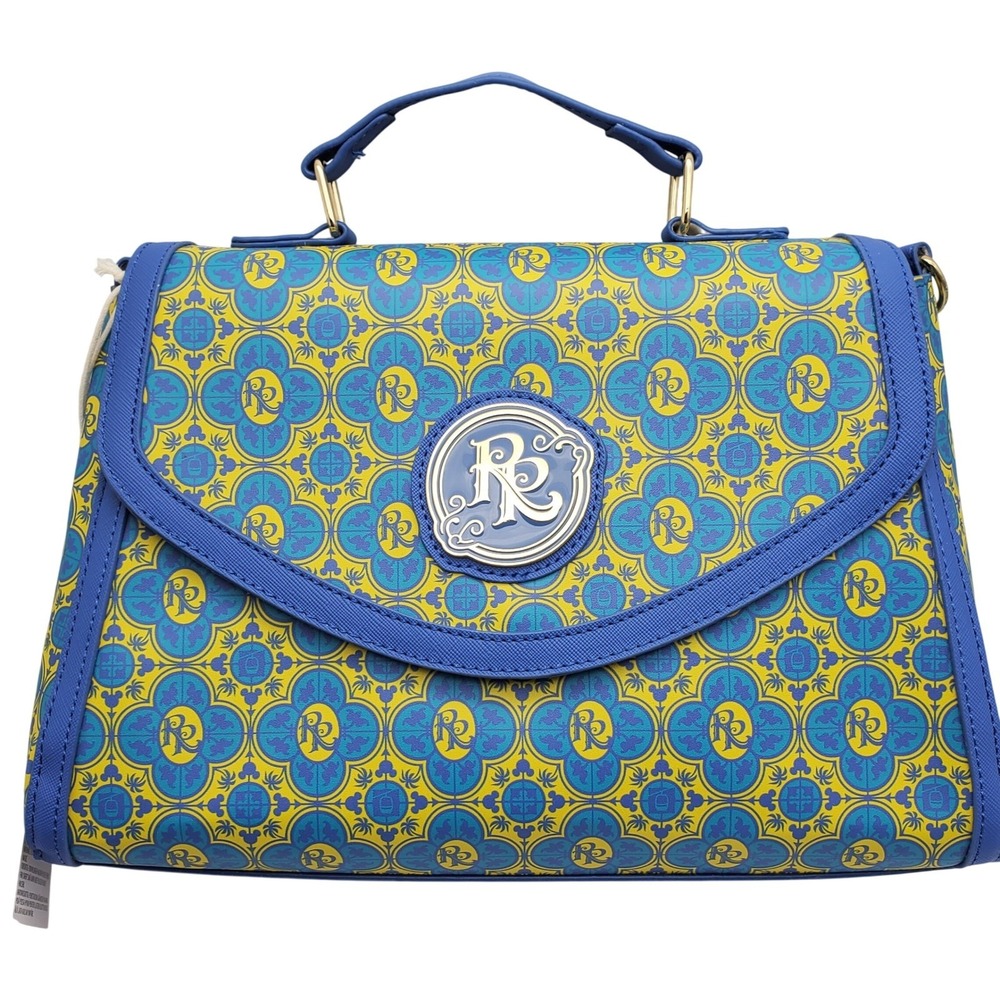 Disney Parks Loungefly Top Handle Purse Riviera Resort Blue Yellow Crossbody Bag